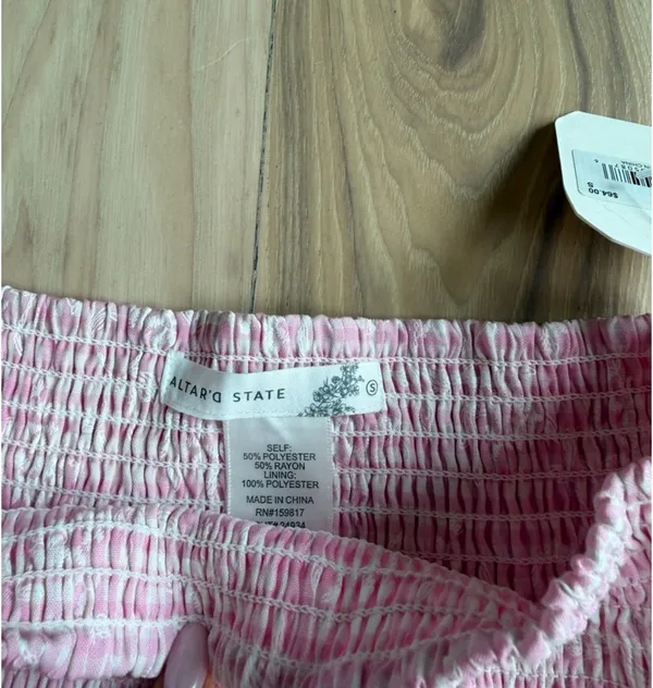Altar'd State Pink Tiered Ruffle Smocked Mini Skirt - Image 2