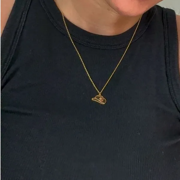 Boutique Gold Cowboy Hat Necklace – Western Country Charm Pendant - Image 4