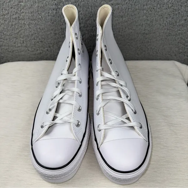 Converse Shoes Womens 12 White Leather Chuck Taylor All Star Platform Sneakers - Image 8