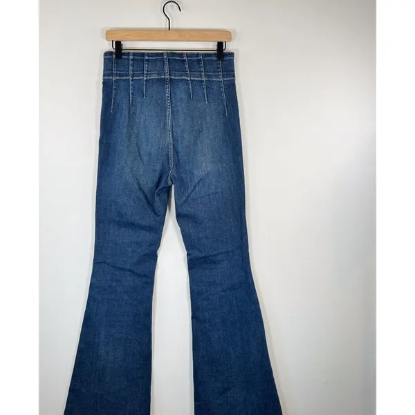 We The Free People Womens Jeans Blue Jayde Flare Denim High Rise Stretch Size 29 - Image 7