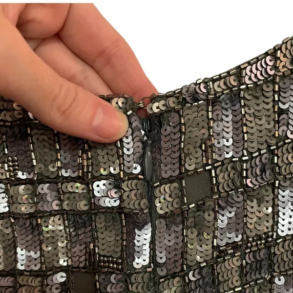 Retrofête Delilah Sequin Mini Dress Gunmetal Pewter Grey Silver - Image 11