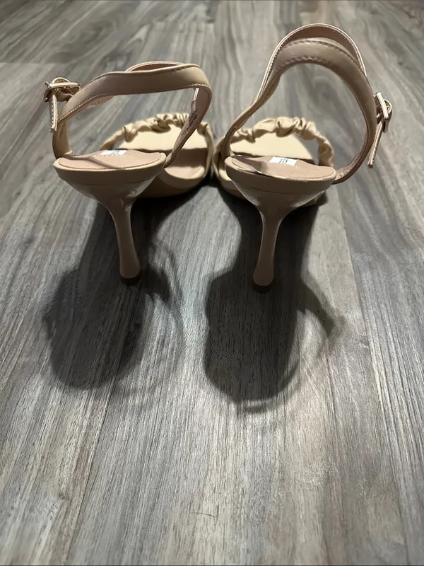 Chelsea & Violet Nude Ruched Ankle-Strap Heels - Image 8