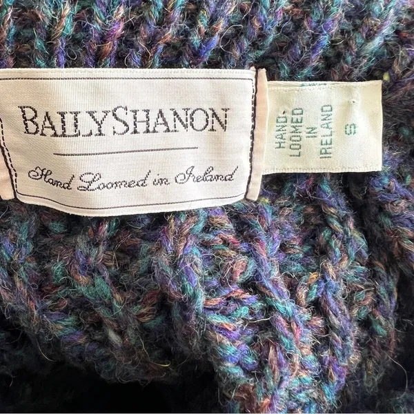 Ballyshanon Ireland Hand Loomed Wool Fisherman Cable Knit Sweater S - Image 7