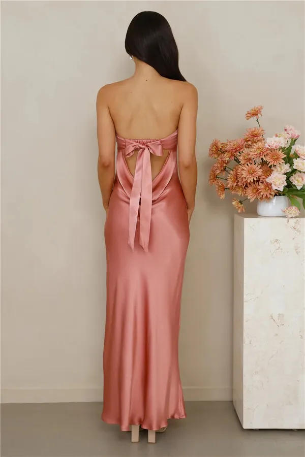 Hello Molly THE FELICITY STRAPLESS SATIN MAXI DRESS ROSE - Image 2