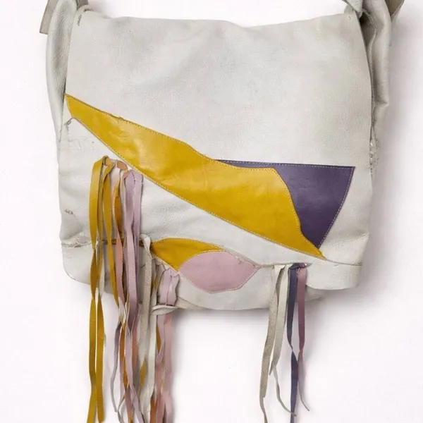 Village Tannery NYC Patchwork Leather Fringe Messenger Bag | Boho Crossbody Arti - Image 3