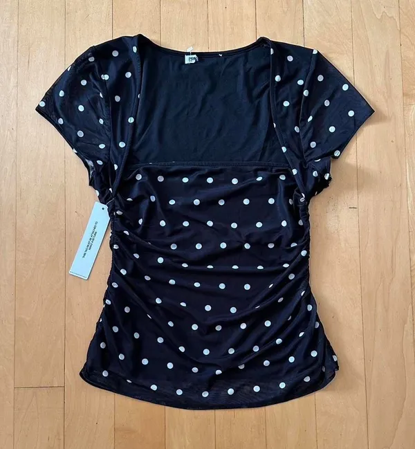 Princess Polly Attraction polka dot cap sleeve mesh top - Image 2