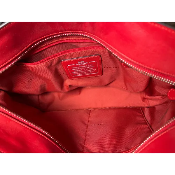 Coach Sophia Chain Tote‎ Bag RED Khaki Signature C Shoulder Laptop Carrier 37118 - Image 6