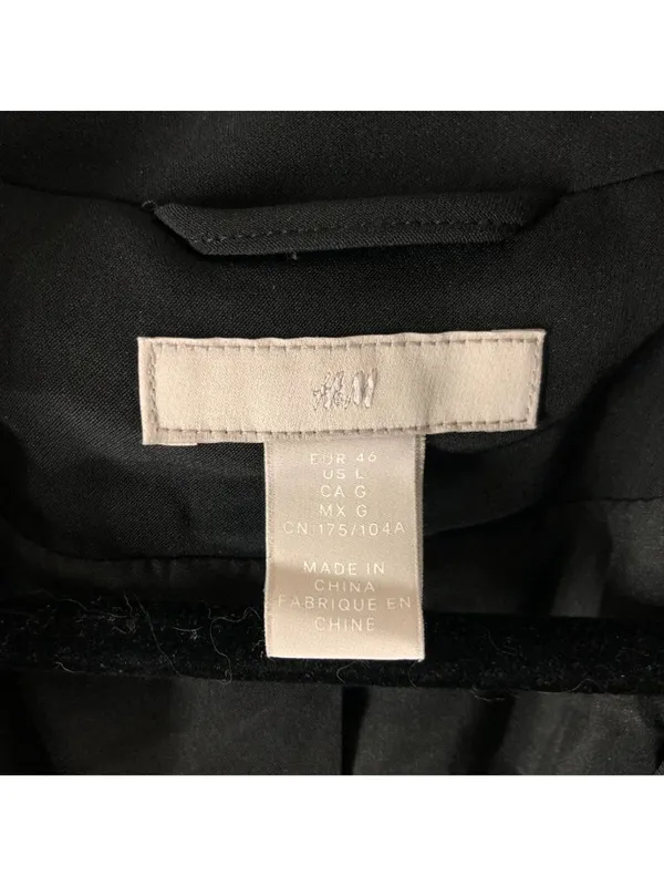H&M Black Double-Breasted Blazer Jacket Womens Size L - Image 3