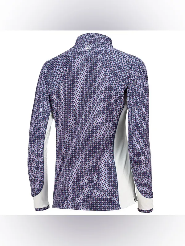 Peter Millar the players sun Navy and White Printed Quarter-Zip Long-Sleeve Top - Image 3