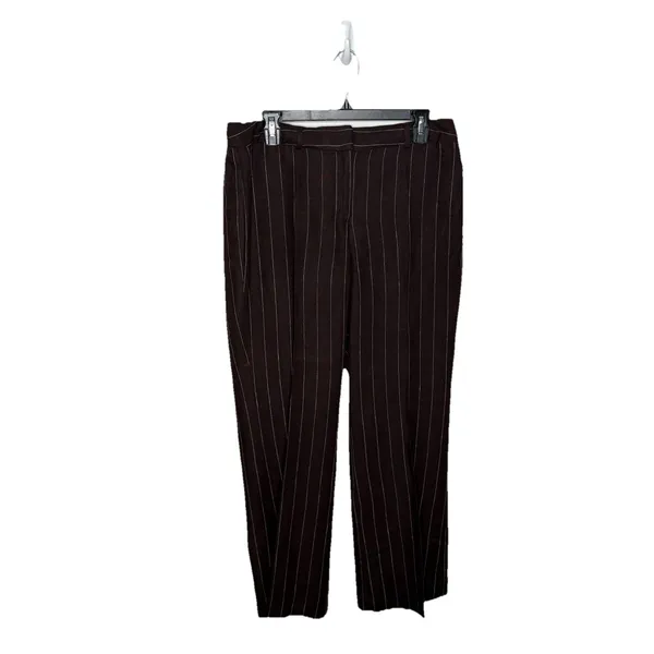 Isaac Mizrahi for Target Brown Linen Pinstriped Blazer Pants Suit Jacket Sz 8 - Image 2