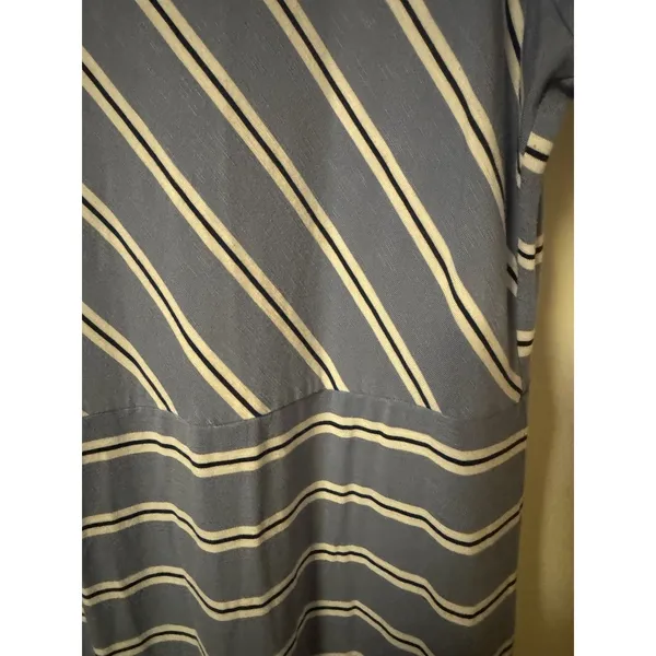 J. Jill‎ Women's Size L Blue Black and White Striped Maxi Dress Short Sleeve - Image 8