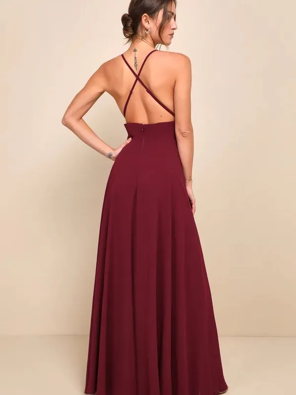Lulus mythical kind of love burgundy maxi dress - Image 2