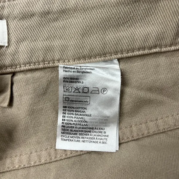 H&M Loose Mom Jeans Womens 12 Beige‎ Denim Cotton Logo Slim Fit High Waist New - Image 15