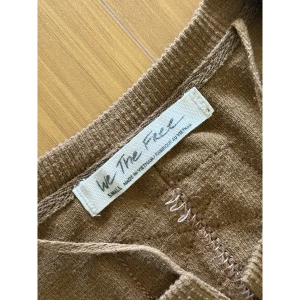 We The Free People Gia Cardi Long Ribbed‎ Sweater Dress Size Small Brown Tan - Image 4