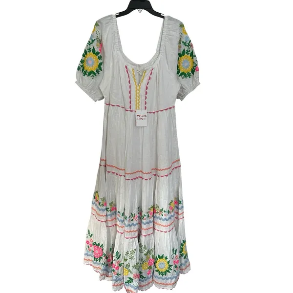 Roller Rabbit Embroidered Maxi Dress XL 100% Linen Maxi Lined Floral‎ NWT #RR-30 - Image 12