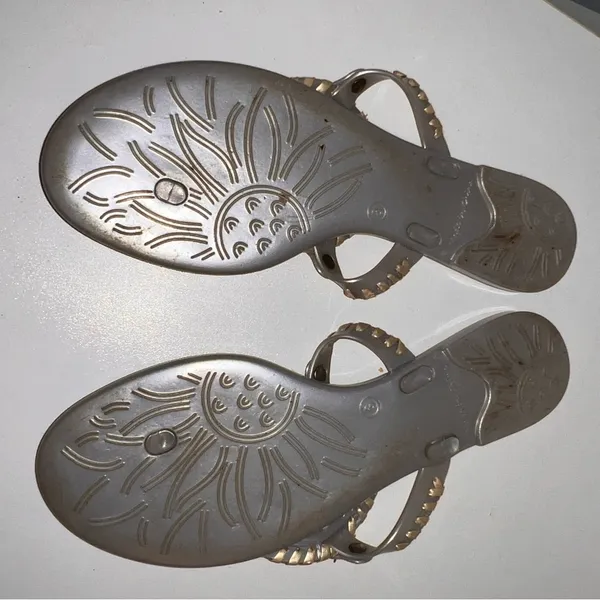 Jack Rogers Sandals Georgica Silver Jelly Thong Size 8 - Image 4