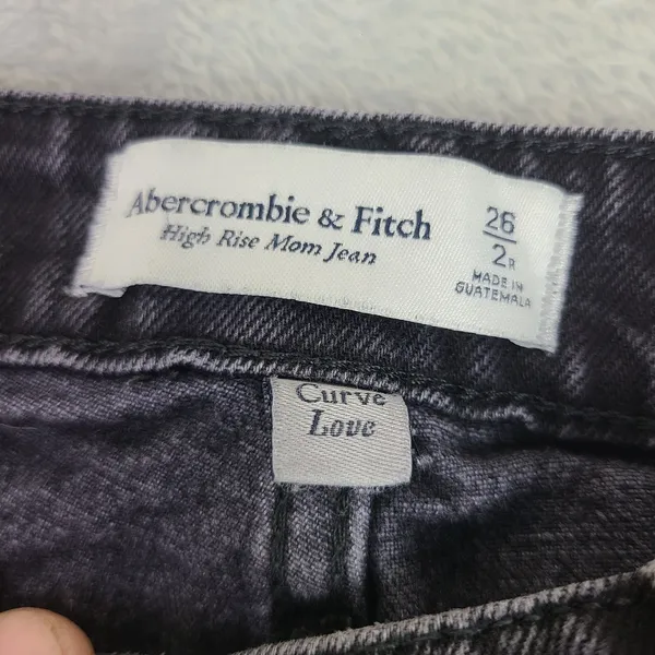 Abercrombie‎ & Fitch Size 26 2R Curve Love High Rise Mom Jean Distressed Black - Image 5