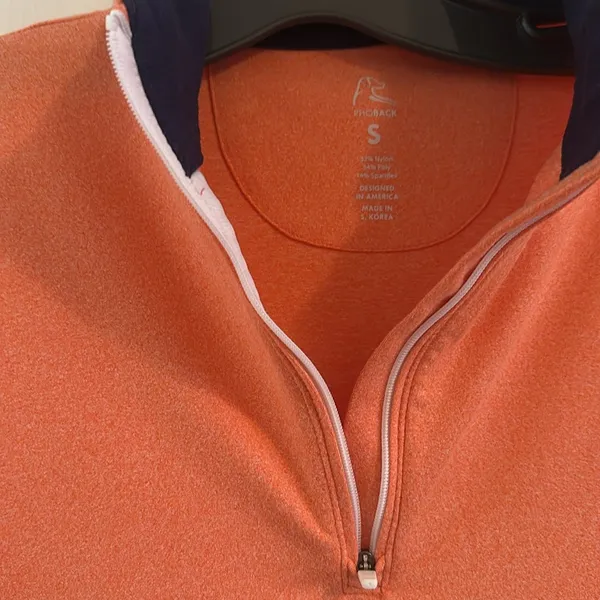 Rhoback Long Sleeve Quarter-Zip Pullover in‎ Coral - Image 3
