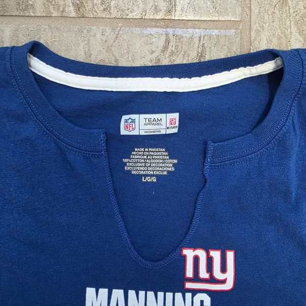 NFL Womens Team NY Giants Player Eli Manning #10 Jersey Shirt Size Large Blue - Image 3