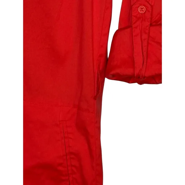 Bebe Belted Shirt Dress Womens Small Red Utility Mini Roll Tab Sleeve‎ Vibrant - Image 10