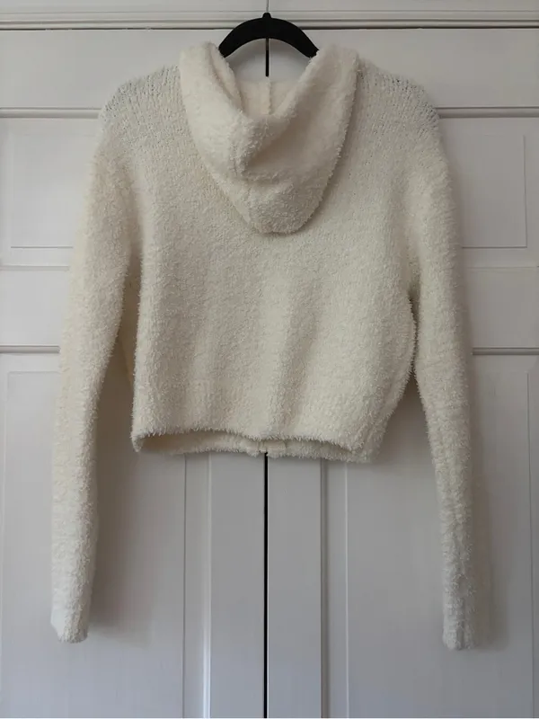Skims Cozy Knit Zip-Up Hoodie Jacket Bone Cream Size Small / Medium Fuzzy Boucle - Image 12