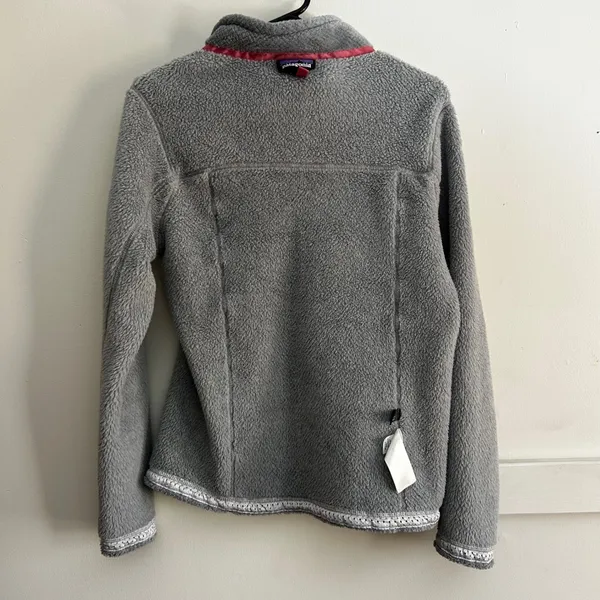 Patagonia‎ Re-Tool Snap-T Fleece Pullover Gray Coral Pink Polartec Womens Large - Image 12
