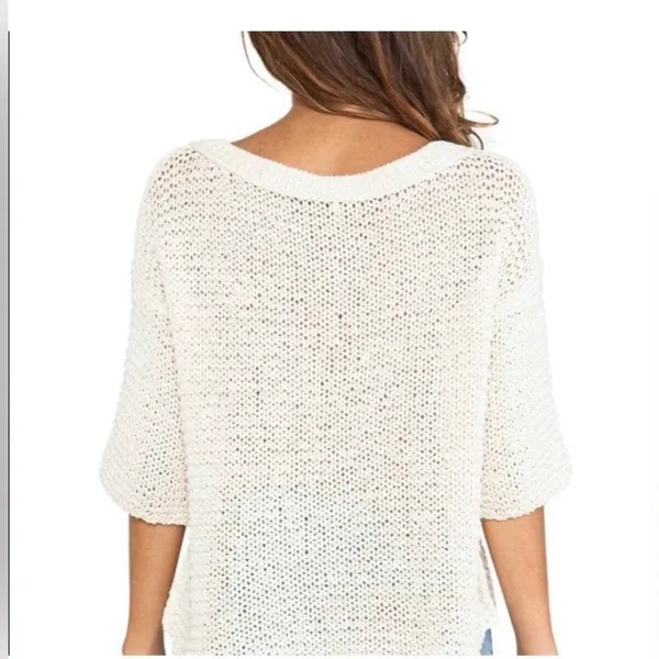 Free People Park Slope Cream V-Neck Cabincore Knit Sweater Medium. - Image 2