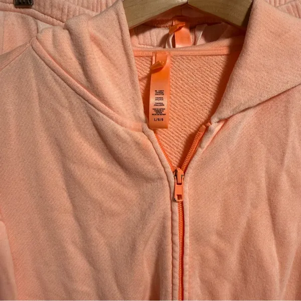 SKIMS Lounge SET French Terry Jogger Cuffed Zip Up Hoodie Orange- Size Large - Image 6