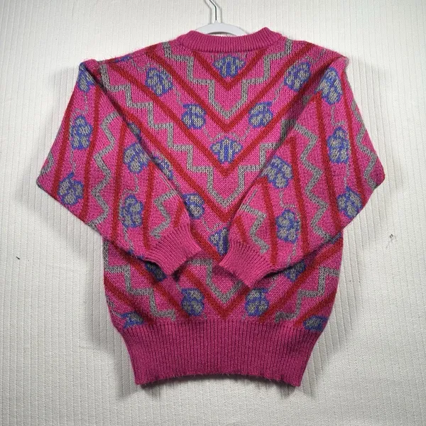 TOGETHER Women’s Small Vintage Style Pink Geometric Knit Sweater - Image 11