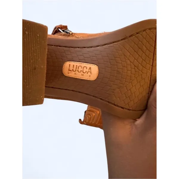 Suede Lace-Up Block Heel Ankle Boots in Tan - Image 3