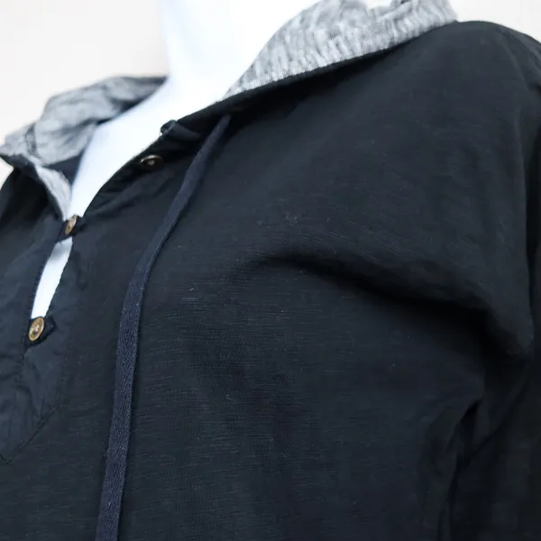 LRL Ralph Lauren Jeans Co Black Long‎ Sleeve Henley Hoodie Size M Y2K Activewear - Image 10