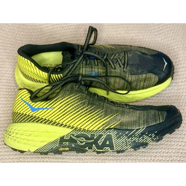 HOKA One One Evo Speedgoat Trail Running Shoes Vibram Citrus Black Women 8.5 EUC - Image 2