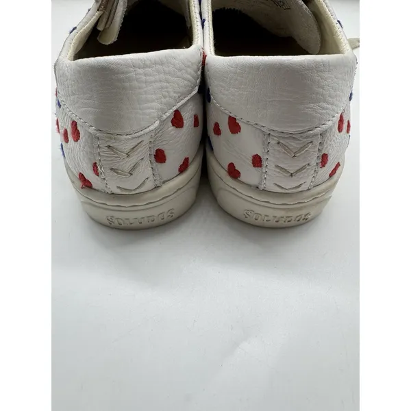 Soludos Ibiza Lace Up White Leather Sneakers Queen of Hearts Size 6.5 - Image 7