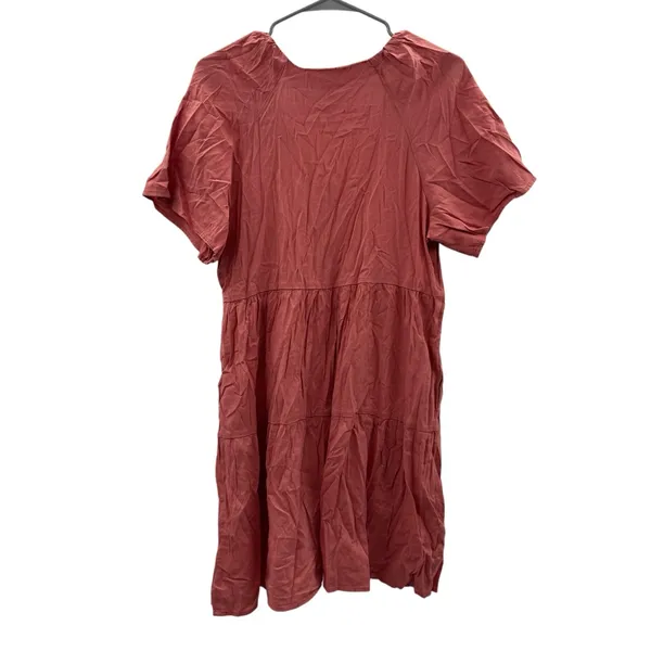 Old Navy NWT Mini Dress Women's Sz‎ Medium Amber Glow V Neck Tiered Short Sleeve - Image 4