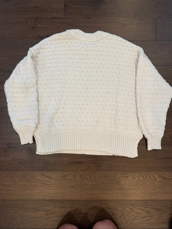 aerie Cream Textured Knit Crewneck Sweater Size Small - C1-347 - Image 8