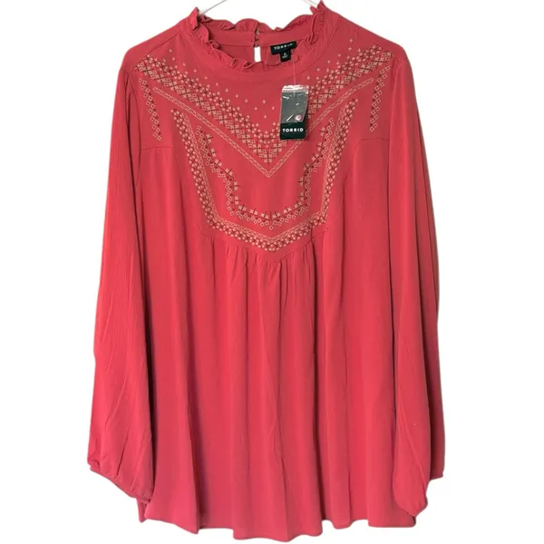 NWT Torrid Crinkle Gauze Embroidered Top Size 2X Retail $59.90 - Image 5