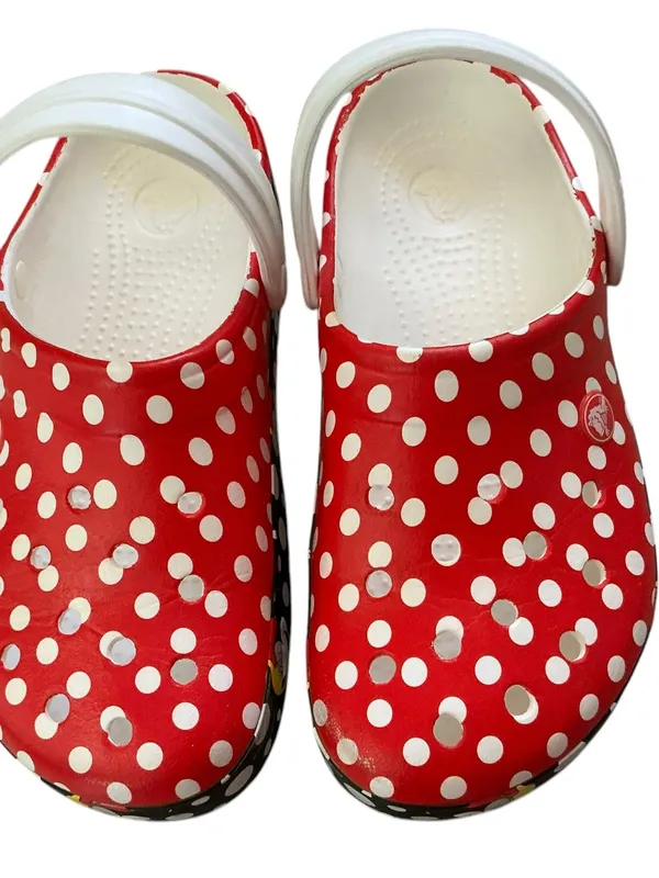 Crocs x-Disney crocband Minnie Mouse polka dot clogs women’s size 7 red white - Image 5