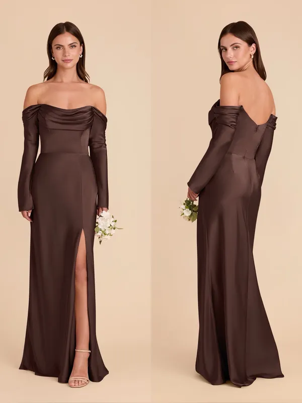 BIRDY GREY Maya Dress In Matte Satin Espresso - Image 2