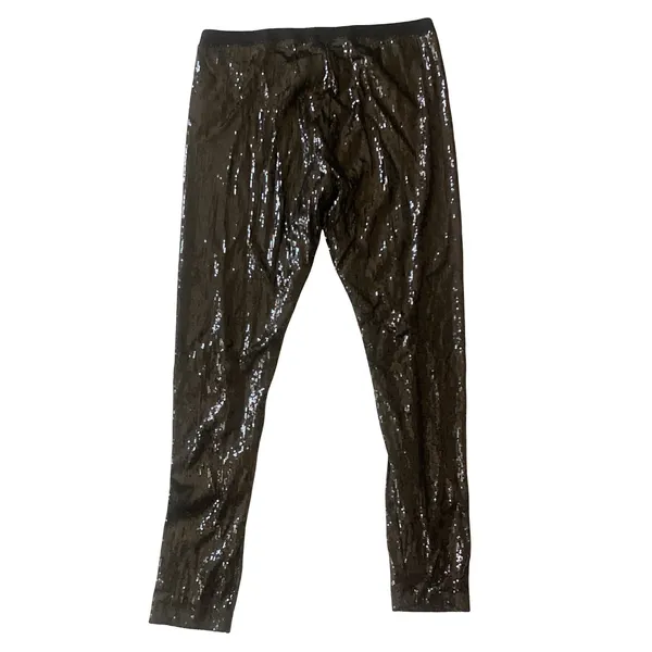 Black Sequined Leggings Size M - Image 6