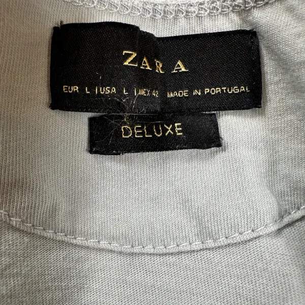 ZARA Deluxe T Shirt L Basic U Neck Short Sleeve Tee Top Light Gray Soft Classic - Image 4