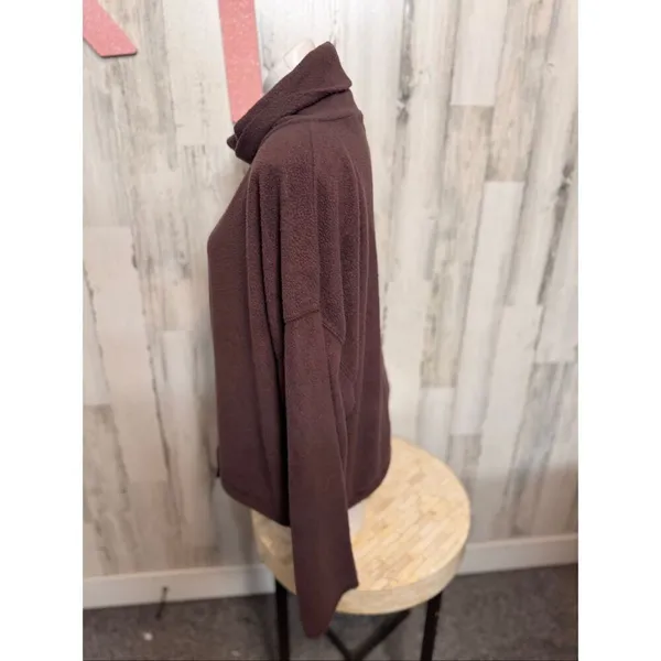 Aerie Plum Maroon Sherpa Fleece Cowl Neck Pullover Women’s XL - Image 7