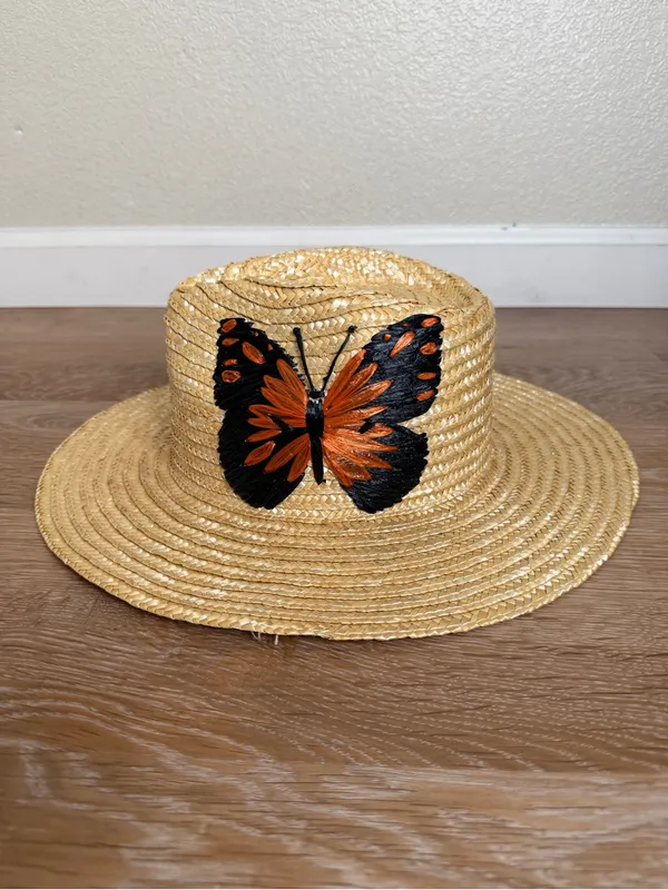 San Diego Hat Embroidered Butterfly Straw Women's Hat, OS - Image 2