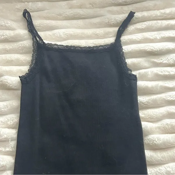 Brandy Melville Black Lace Trim Tank Top - Image 2