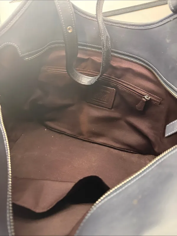 Coach Black Meadow Shoulder Bag in Signature Canvas Dual Straps Brown Interior - Image 8