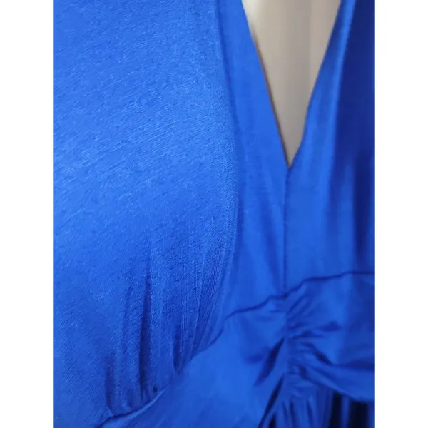 Blue Halter Maxi Dress with White Embroidery By EVogues - Image 8