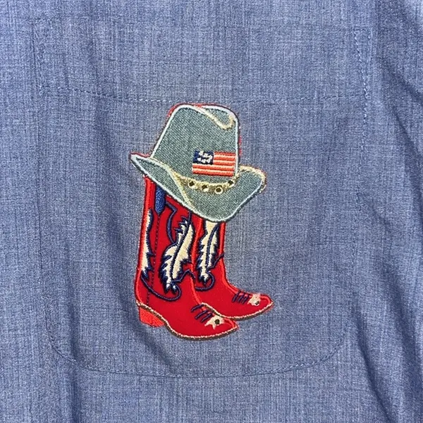 80s 90s vintage western cowboy cowgirl rodeo patriotic blouse shirt set - Image 4