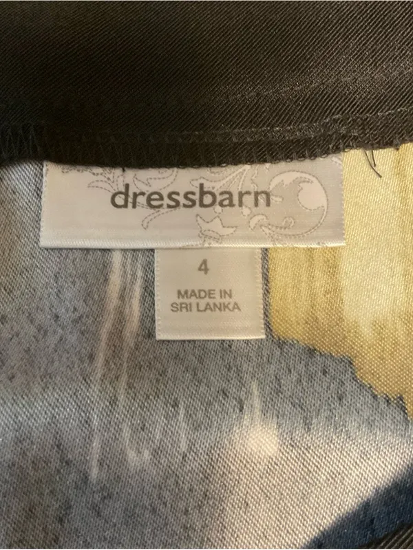 dressbarn Black Mini Dress with Teal and Olive Abstract Blocks - Image 5