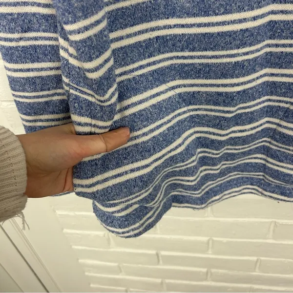 L.L.Bean Blue & White Striped Knit Cowl Neck Sweater Size S - Image 8