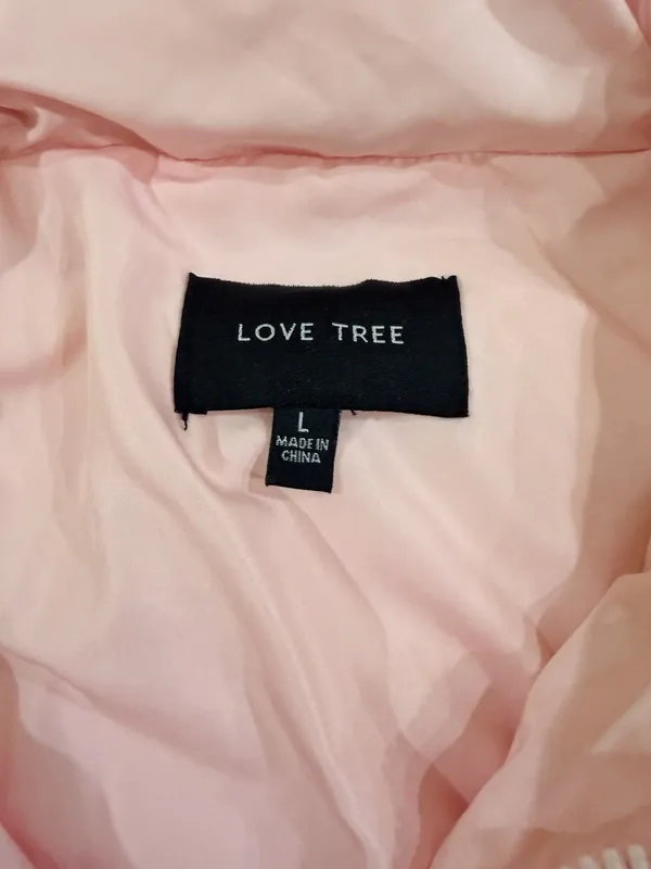 Love Tree Womens Size L Pink Cropped Puffer Jacket Full Zip Drawstring Hem NWOT - Image 8