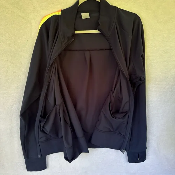 Athletic Works navy Bomber Jacket with Bright Stripes plus size - Image 9